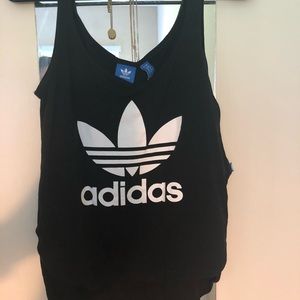 Adidas trefoil tank top black white xs